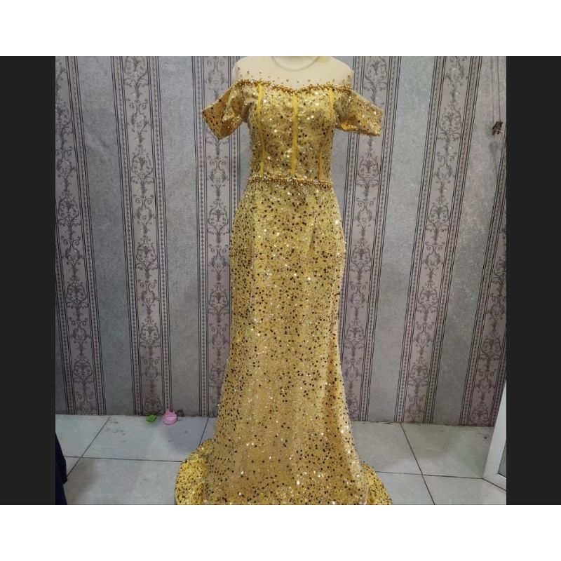 Dress pesta duyung tile Payet sequin / gaun mermaid mewah / baju penyanyi singer murah