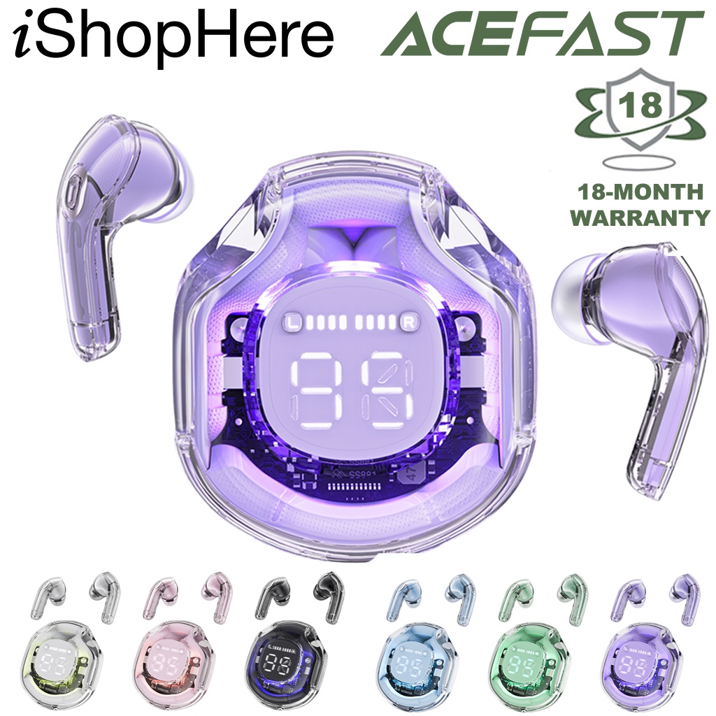 Acefast TWS T8 Earbuds Bluetooth 5.3 LED ENC Suara HiFi Touch Control