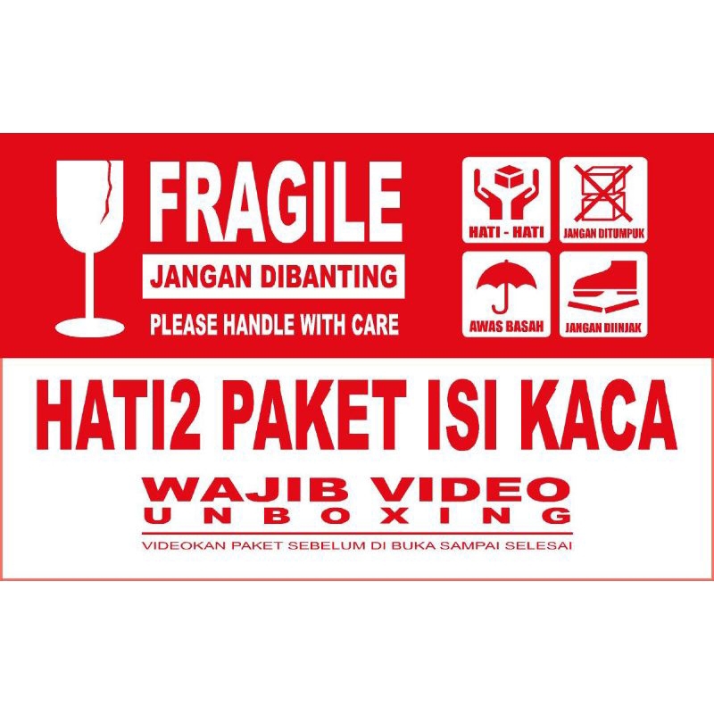 

FRAGILE MERAH KACA uk 8,5 x 12 cm