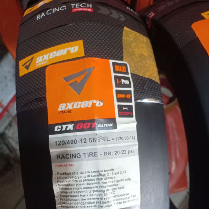 ban kingland axcero ctx-001 slick/botak ring 12 ukuran 120-80/12 soft compound