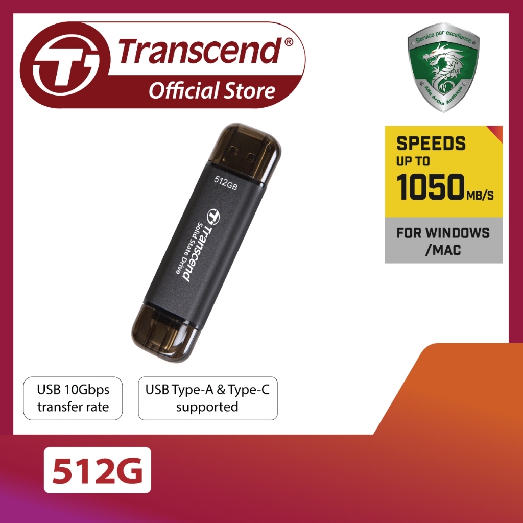 Transcend External SSD ESD310C - 512GB- Gatotkaca Electronics
