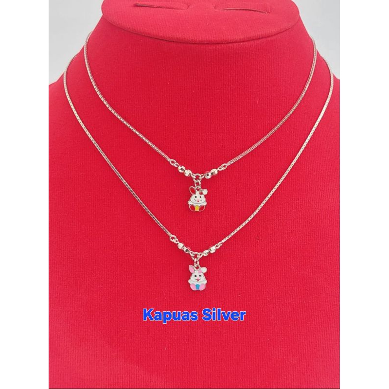 Kalung Anak Italy Perak Asli 925 Rhodium Rabbit BTS