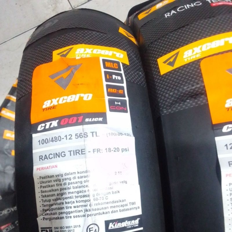 ban kingland axcero ctx 001 ring 12 slick/botak ukuran 100-80/12 soft compound