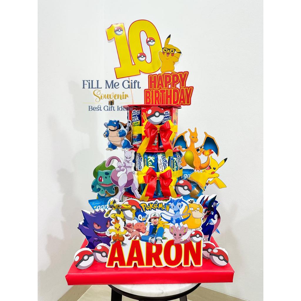 BK - Pokemon - Snack Tower Cake Tart Birthday / Kado Ulang Tahun Kue Snack Lucu Tingkat
