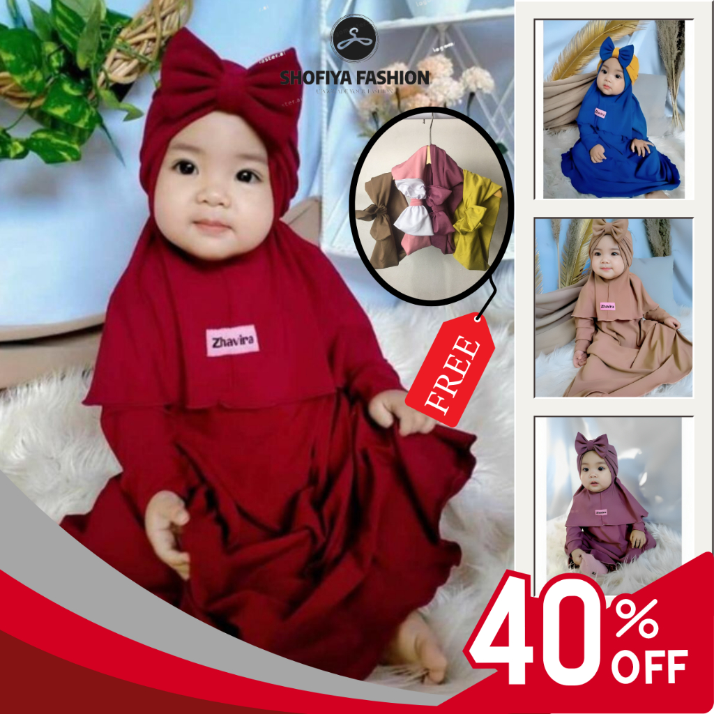 Gamis Bayi Kayra 0-12 bulan Gamis Anak Set Gamis Bayi Perempuan Gamis Bayi Perempuan 0 6 bulan Gamis
