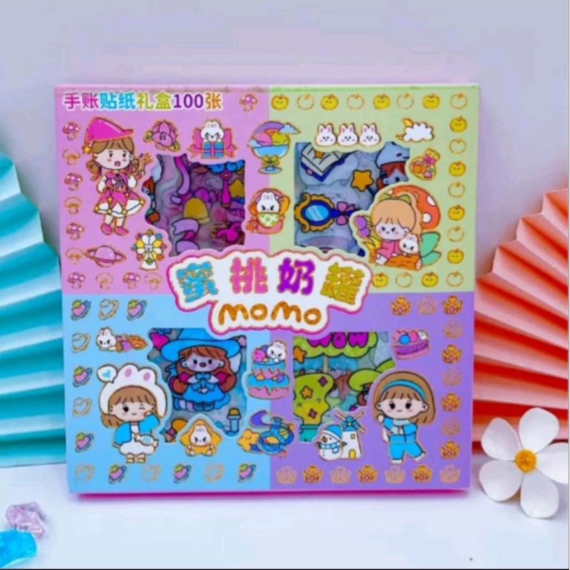 

Sticker MOMO Isi 100 Lembar Stiker Waterproof Botol Minum Tumblr Kartun Viral Lucu Korea DIY/Stiker Aesthetic DIY Buku Diary / Stiker Tumblr / Stiker Deco / Stiker Hp Laptop
