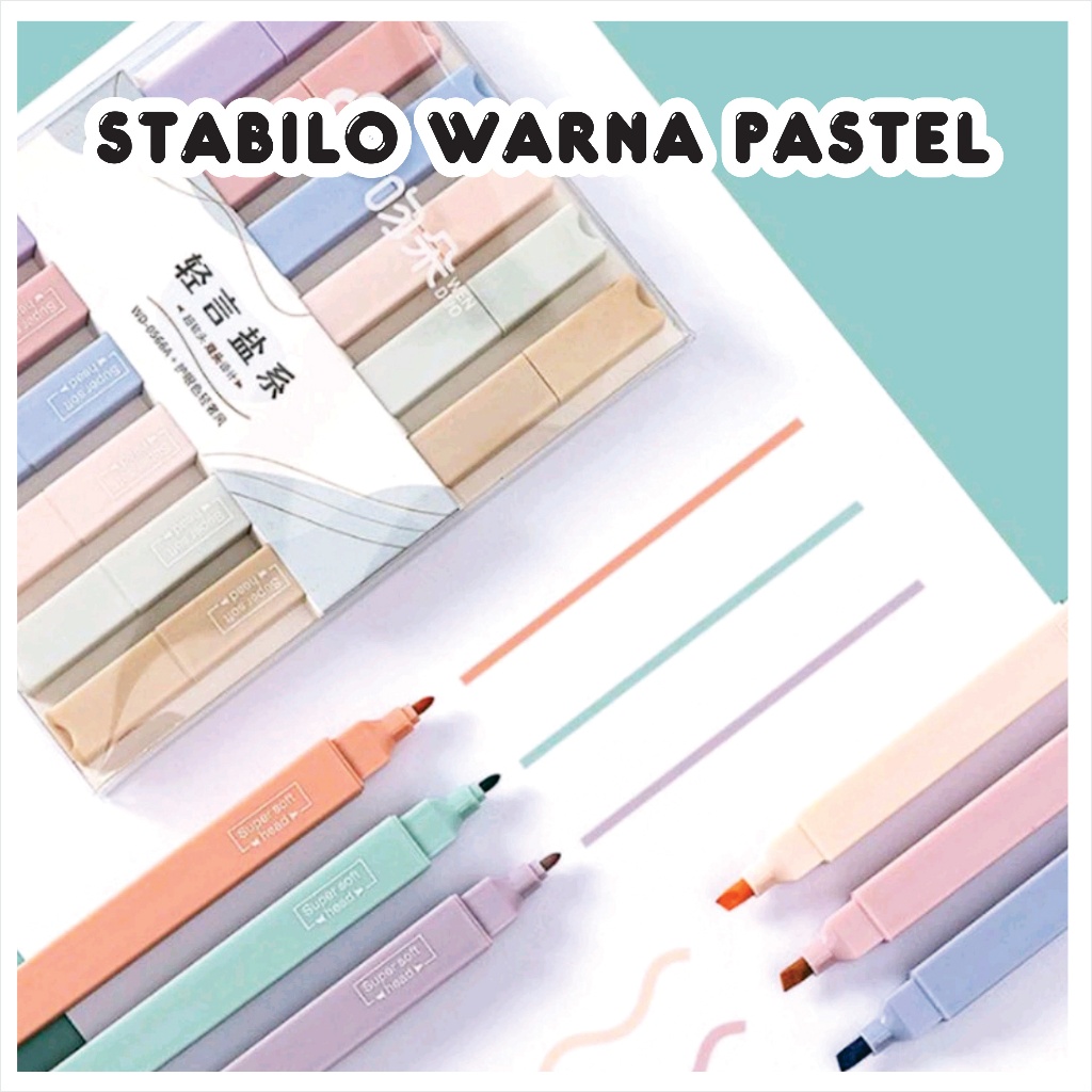 

Stabilo isi 6 Warna Pastel | Highlighter Color Penanda Tulisan Gambar
