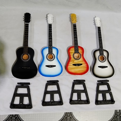 RK Miniatur Gitar Model Akustik dan Bergambar Bahan Kayu Free Dudukan/Stand Holder Tinggi Gitar 25