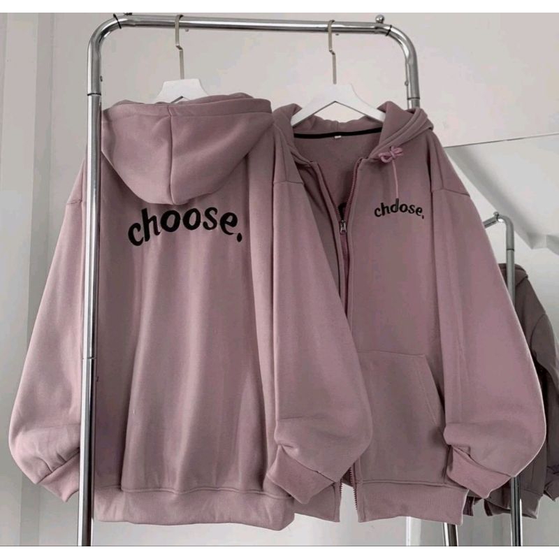 JAKET WANITA CHOOSE ZIPPER HOODIE JAKET WANITA DOUBLE ZIPPER