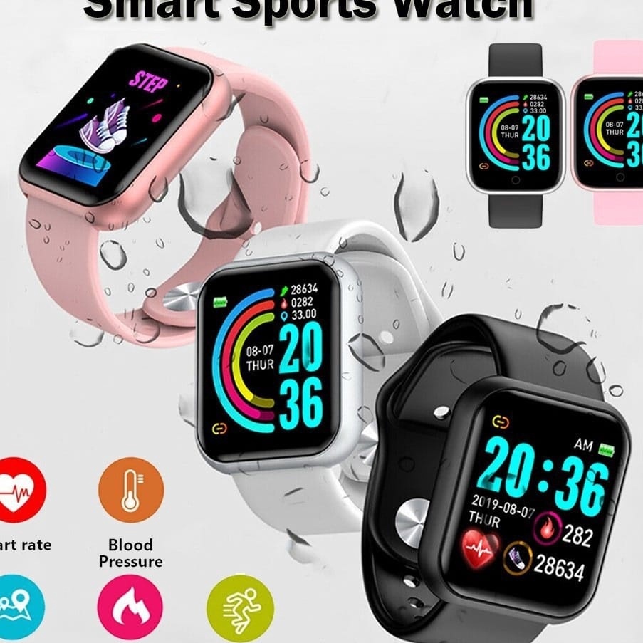 DtW SmartWatch Y68 Sport Tahan Air Bluetooth Smart Watch Pelacak Kebugaran Gelang Pedometer Heart Ra