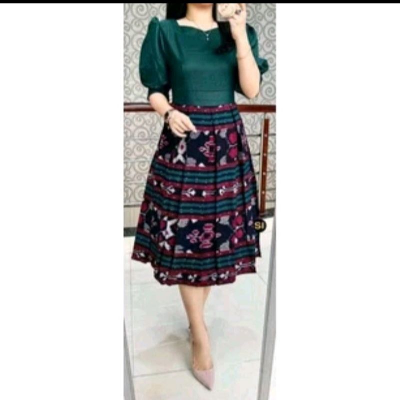 DRESS KOMBINASI TOYOBO,DREN MODREN,BAJU CYANTIK WANITA