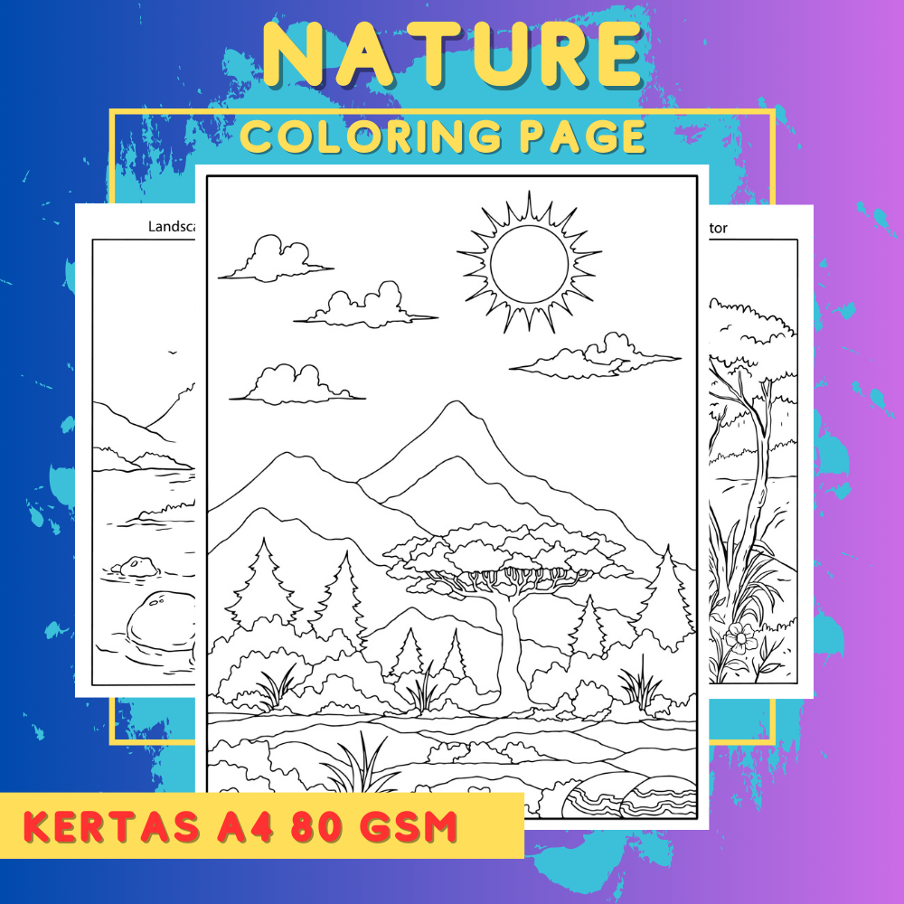 

DIY Coloring Page / Lembar Mewarnai Sketsa A4 80 Gsm Tema pemandangan vertikal