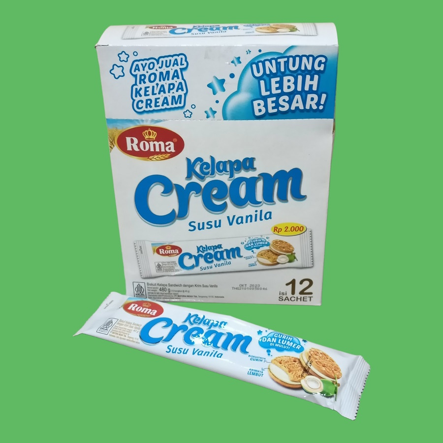 

Roma Kelapa Cream susu vanila Box isi 12 Pcs eceran 2000 hadiah ultah, bingkisan, acara 17an