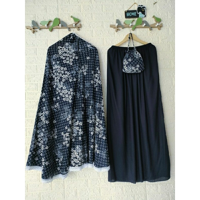 Mukena Dewasa katun rayon motif(rayon printing) Kerut kening