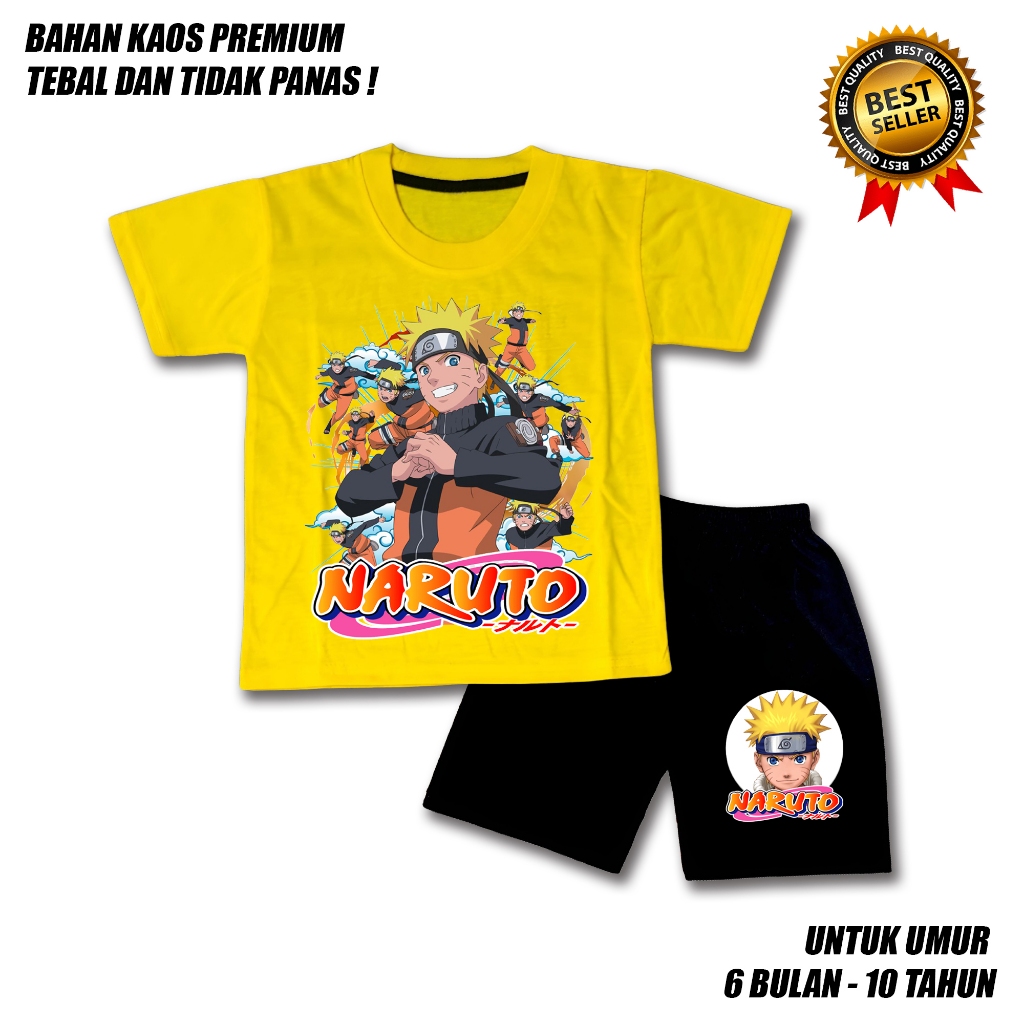 SETELAN ANAK LAKI LAKI PEREMPUAN NARUTO CELANA HITAM BAHAN PREMIUM / SETELAN ANAK LAKI LAKI USIA 0-1
