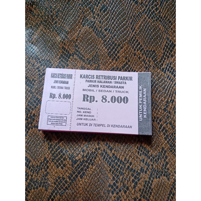 

Karcis parkir mobil 8k