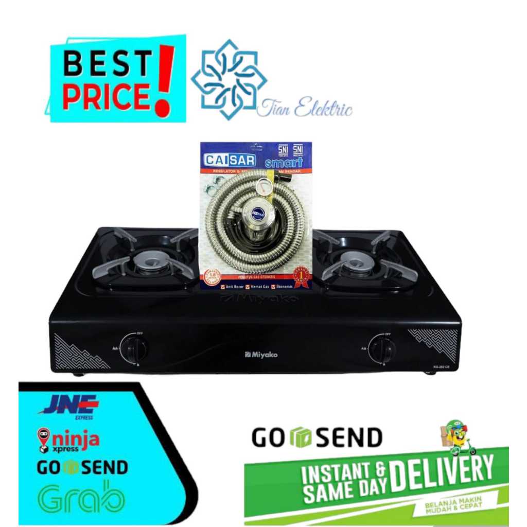 MIYAKO KG-202CE Kompor Gas 2 Tungku + (Selang & Regulator)