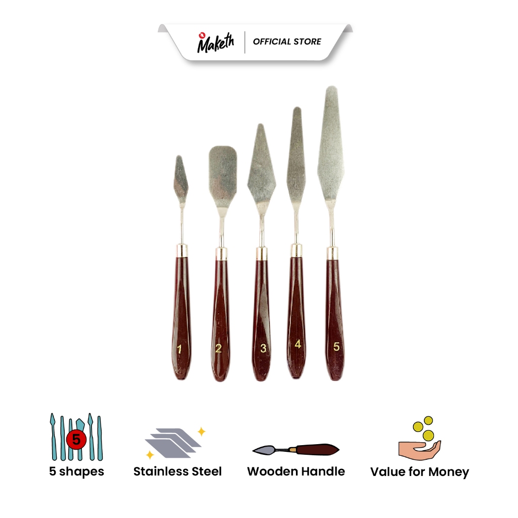 

Maketh Painting Knife Paint Pisau Palet Lukis Set 5 CT-PKWC