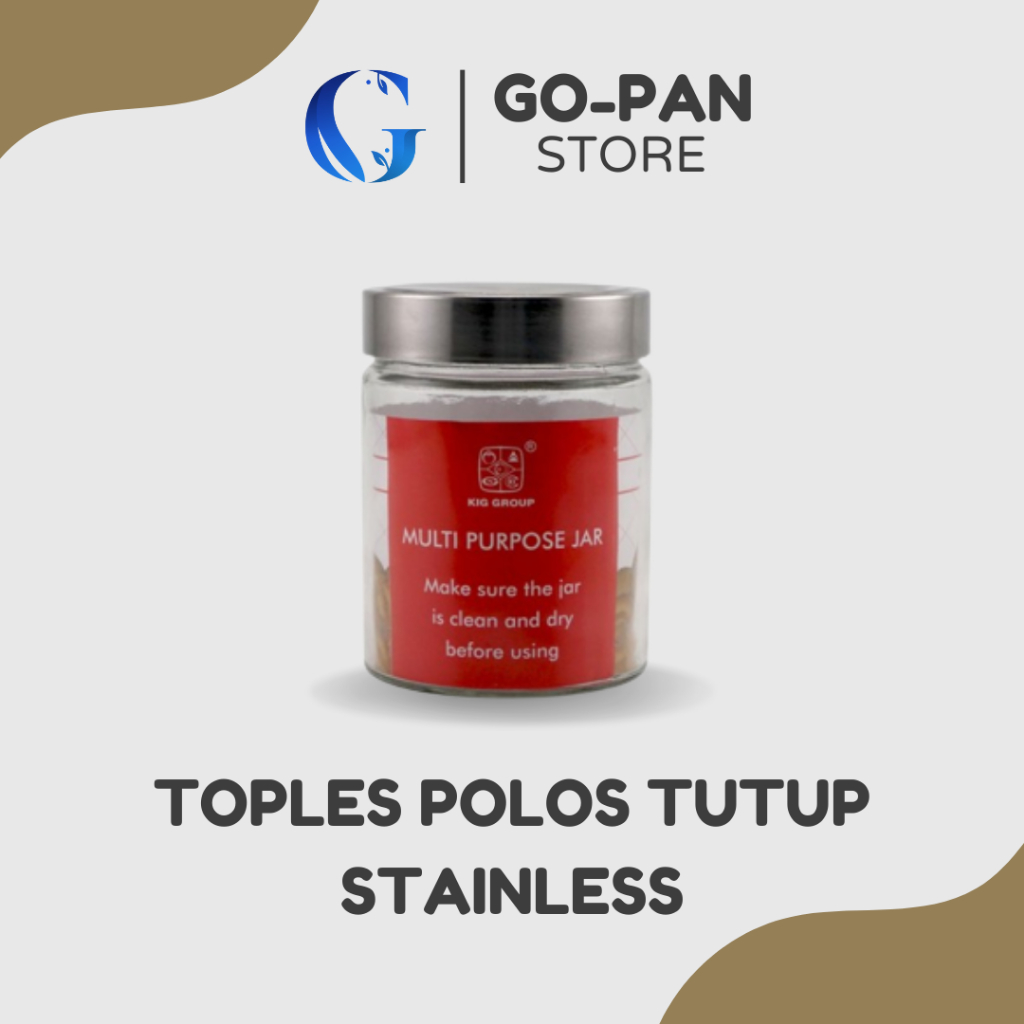 Toples Kue Kering Lebaran Kedaung Bahan Kaca Bening Tutup Stainless Model Bundar Polos Tabung Tebal 