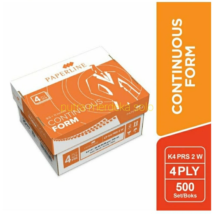 

Continuous Form K4 Paperline 4 Ply Warna 9.5 x 11/2 inch (K4 W PRS) Potong Tengah