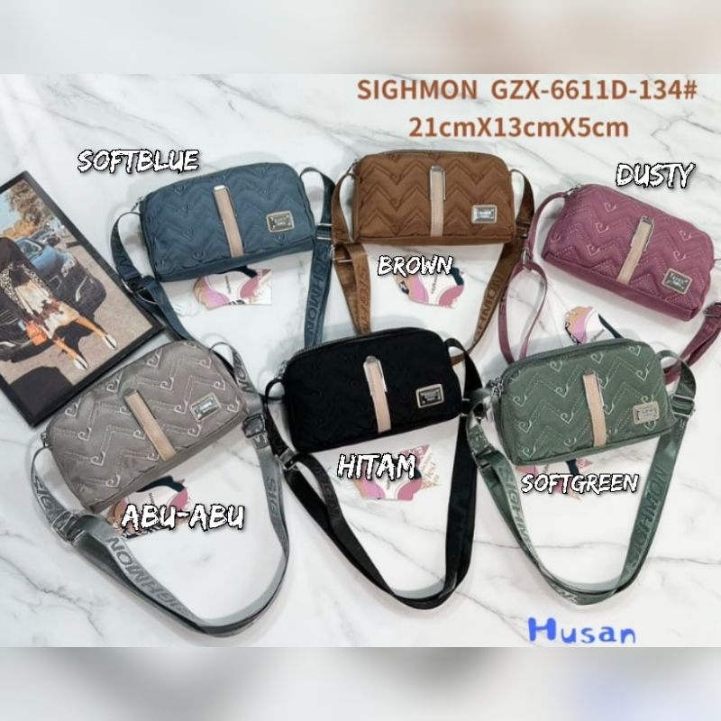 TAS SELEMPANG WANITA ORI SIGHMON KANVAS 2Sleting SG6611-134