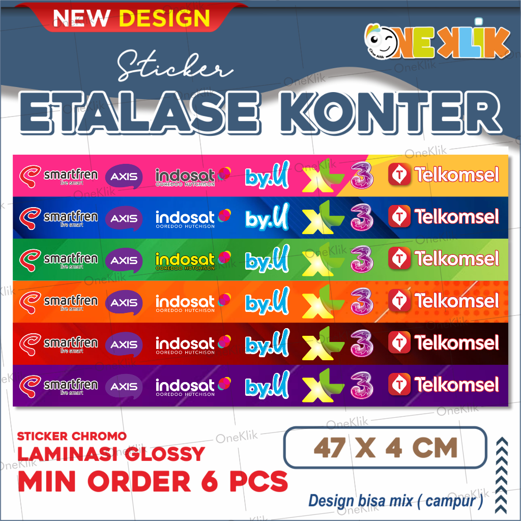 

Sticker Etalase Konter / Stiker counter all provider / Sticker konter Murah / Aksesoris Konter / Stiker Murah Meriah