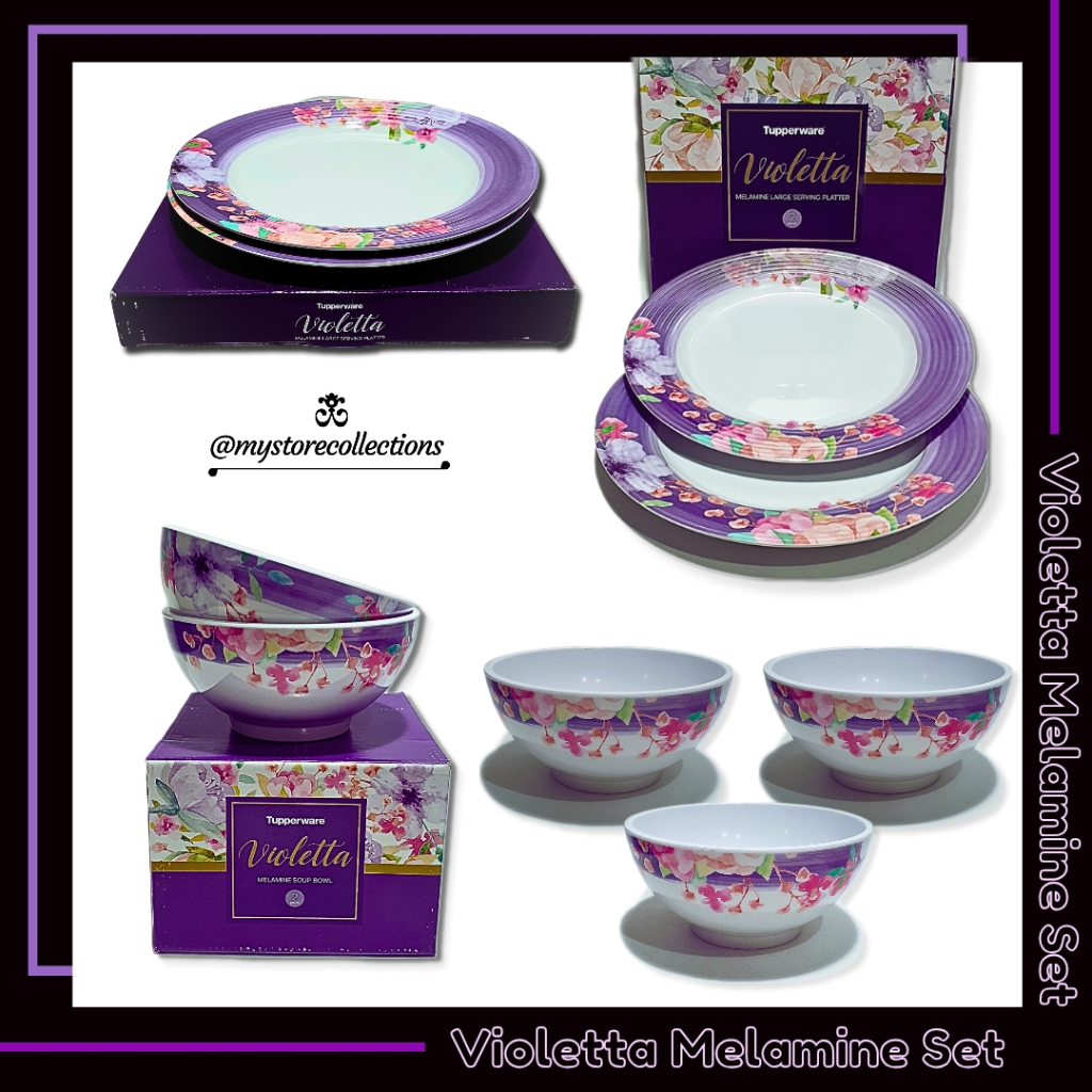 Violetta Melamine Soup Bowl, Dining Plate, Large Plate ☆ Indo - Import ( Mangkok - Piring ) Tupwr●