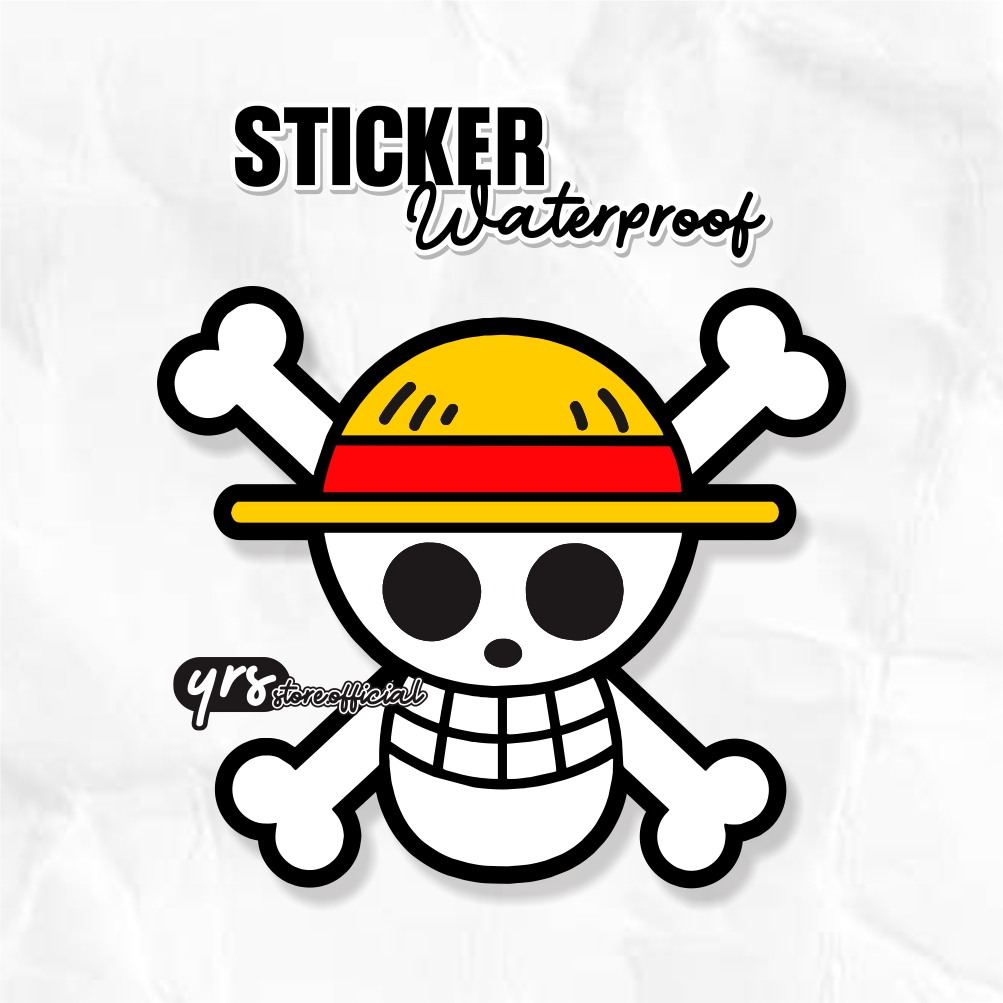 

Sticker Anime Lambang Bendera Bajak Laut Monkey D Luffy / Sticker Anime Waterproof ukuran +- 7 x 6,2 cm