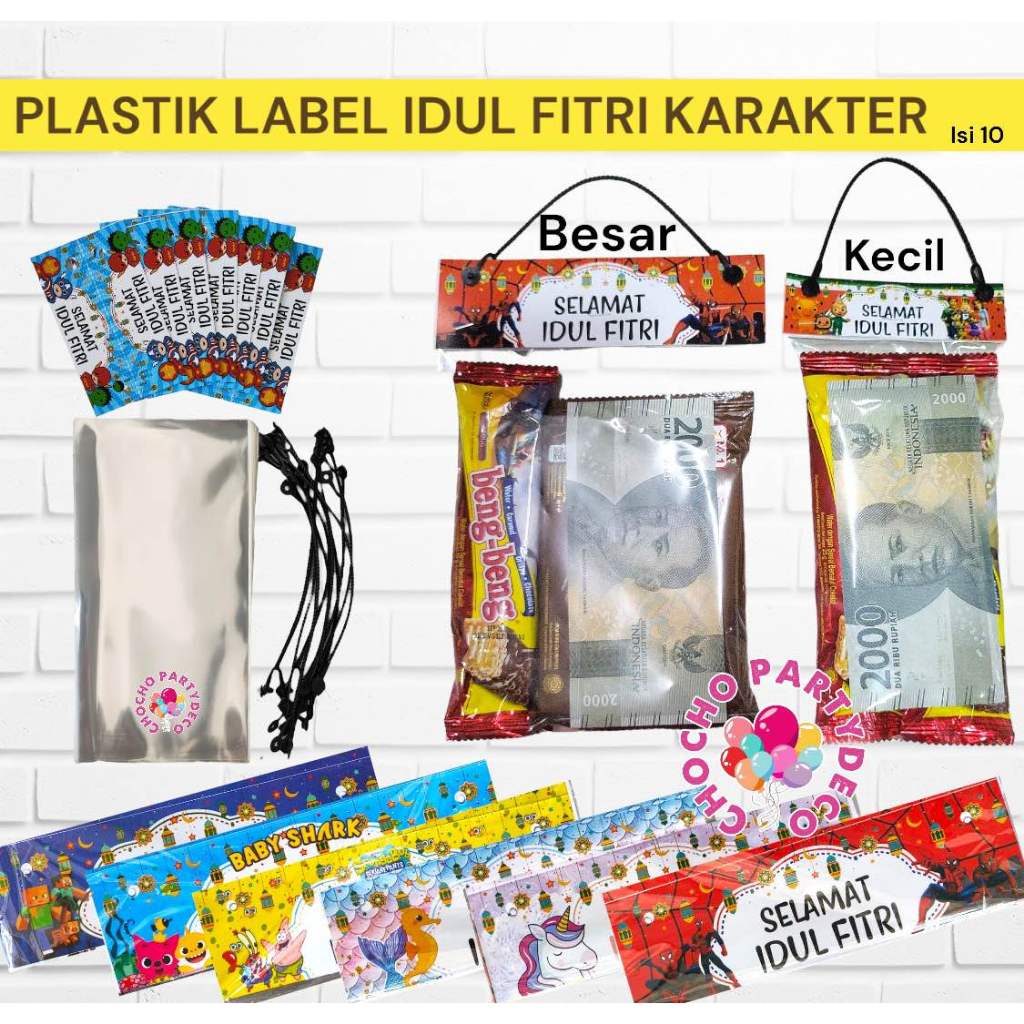 

Plastik LABEL IDUL FITRI KARAKTER Isi 10 / Tas Plastik Snack Lebaran / Tas Snack Lebaran Hari Raya / Plastik Angpau Lebaran