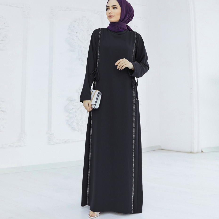 GDTima Gamis Hitam Muslim Baju Dress Gamis Terbaru Wanita Lengan Panjang Dress Hitam