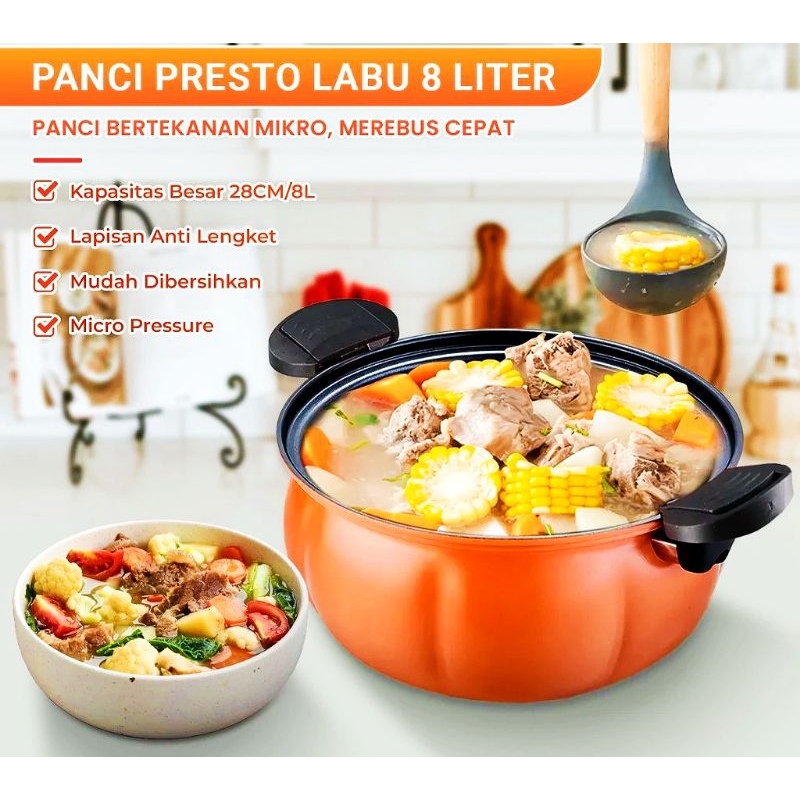 Panci Presto Labu 8 Liter Wajan Panci Presto Coating Batu Premium Quality