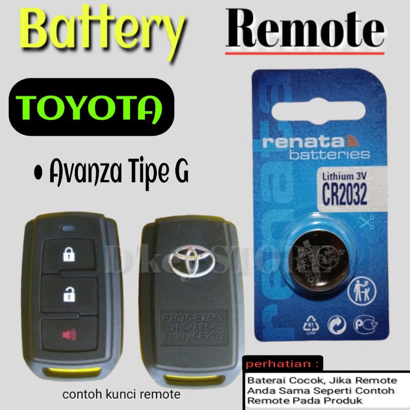 Baterai Battery Batrai Batre Untuk Kunci Remote Remot Mobil Toyota Avanza Tipe G 2011 2012 2013 2014