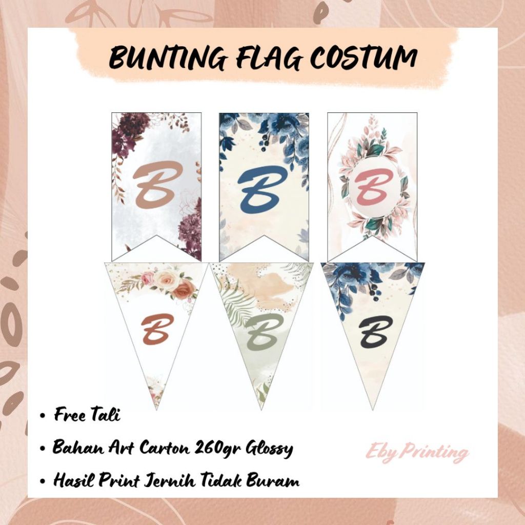 Bunting Flag Costum Termurah Bridal Shower / Dekorasi / Ulang Tahun / Lamaran / Wedding