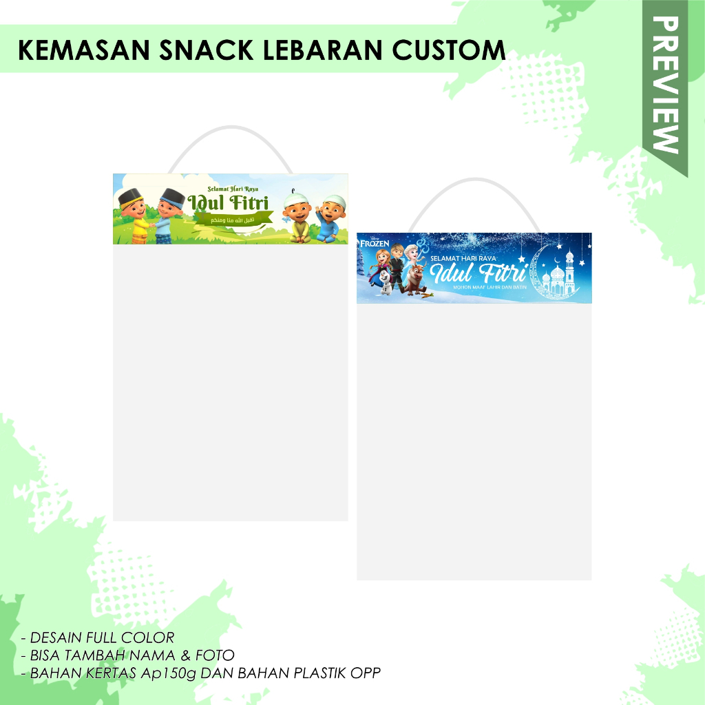 

kemasan snack lebaran (TANPA MINIM ORDER) bisa tambah foto dan nama