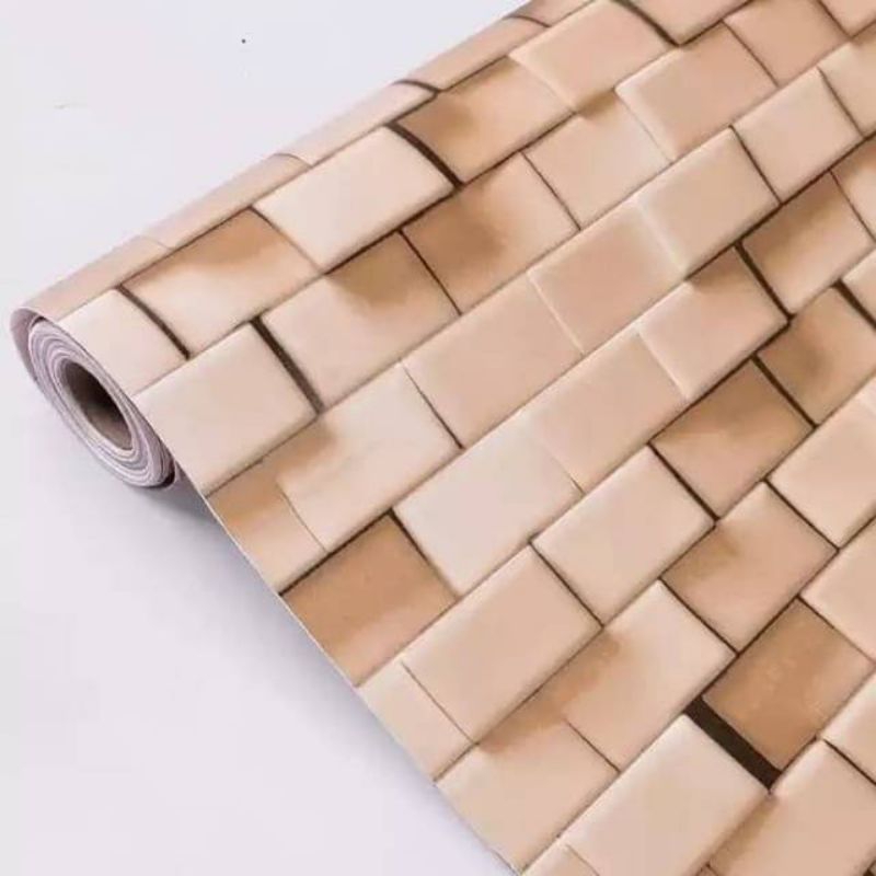 Wallpaper Dinding Sticker Dinding Batu Alam Granit Coklat 3D