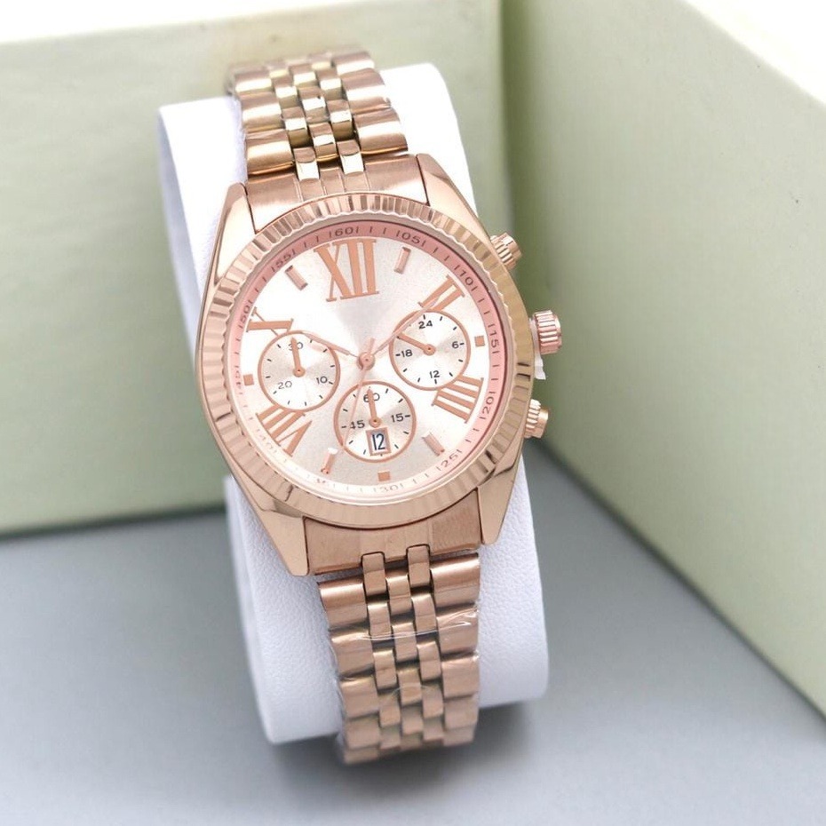 ( BISA COD ) JAM TANGAN WANITA MICHAEL KORS MK 5735 Lexington Dual Tone Rantai Stainless Tanggal Akt
