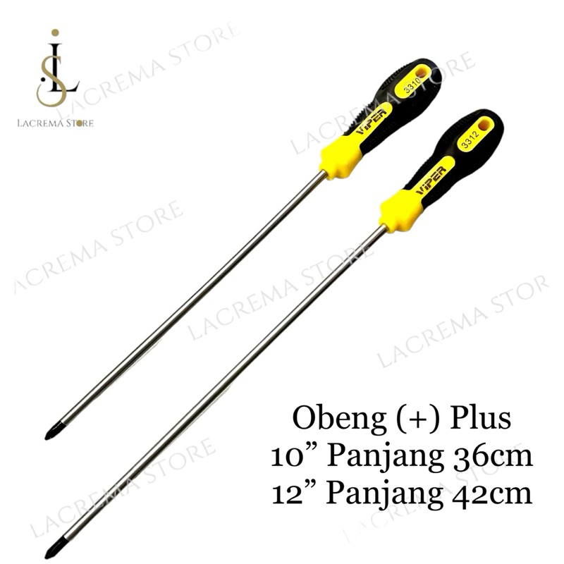 OBENG PANJANG MAGNET PLUS + GAGANG KARET 8 INCH 10 INCH 12 INCH