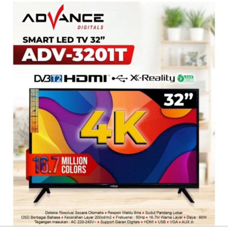 TV DIGITAL ADVANCE 3201T - TV LED ADVANCE 32 INCH DIGITAL USB MOVIE - DIGITAL TV ADVANCE 32 INCH - A