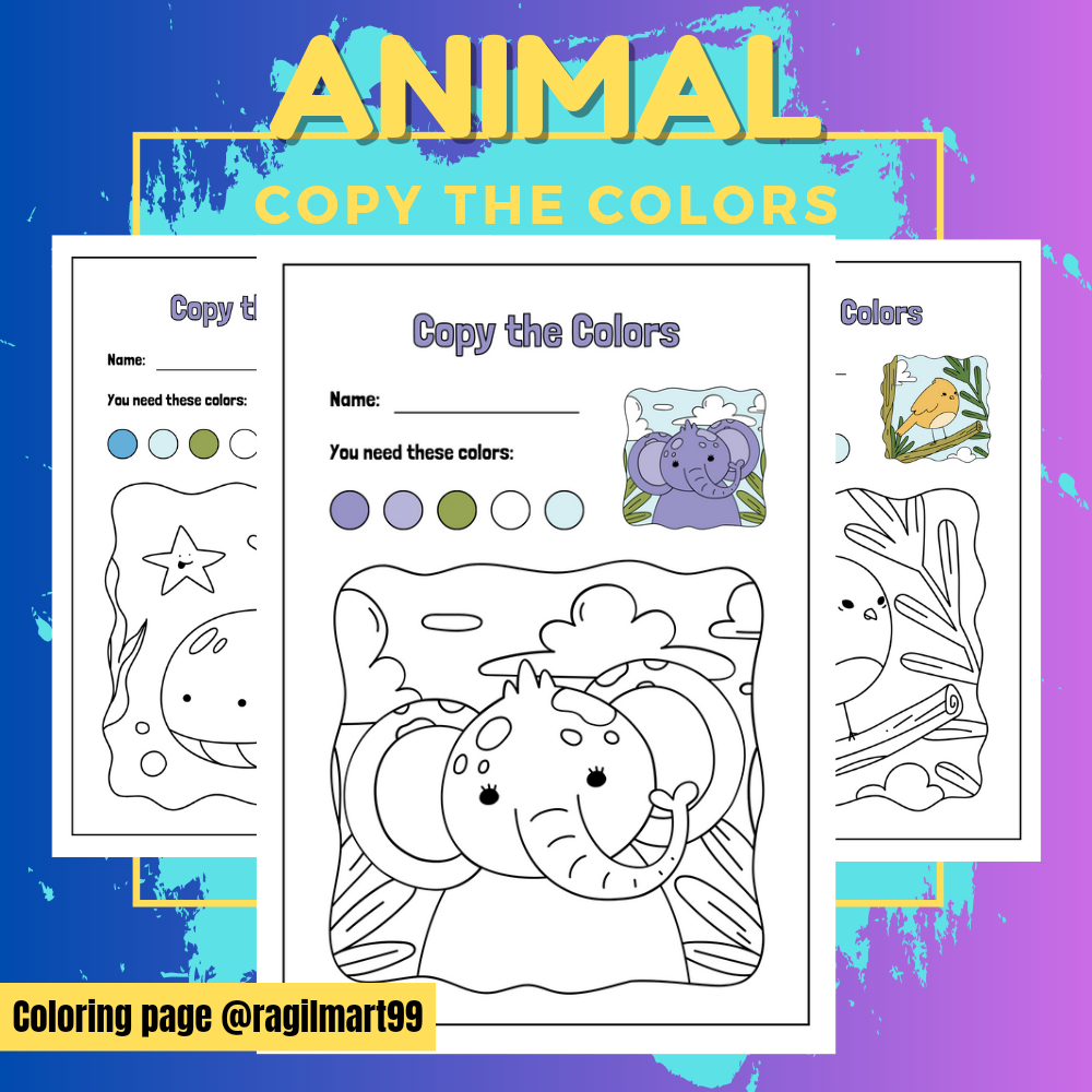 

DIY Coloring Page / Lembar Mewarnai Sketsa TEMA HEWAN ADA PENERAPAN WARNA A4 80 Gsm