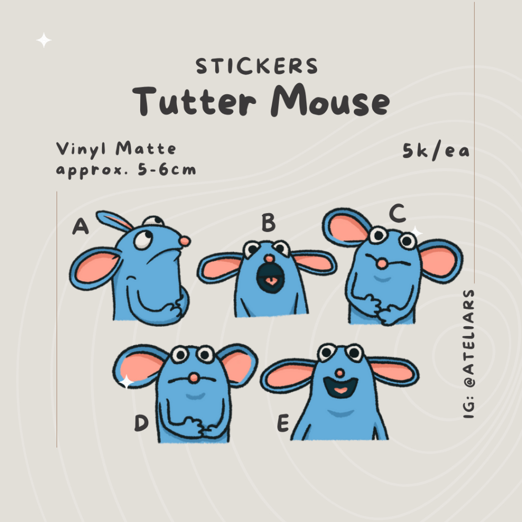 

Sticker Tutter Mouse Tikus Biru Cute Animals Stiker Dekorasi Jurnal 1