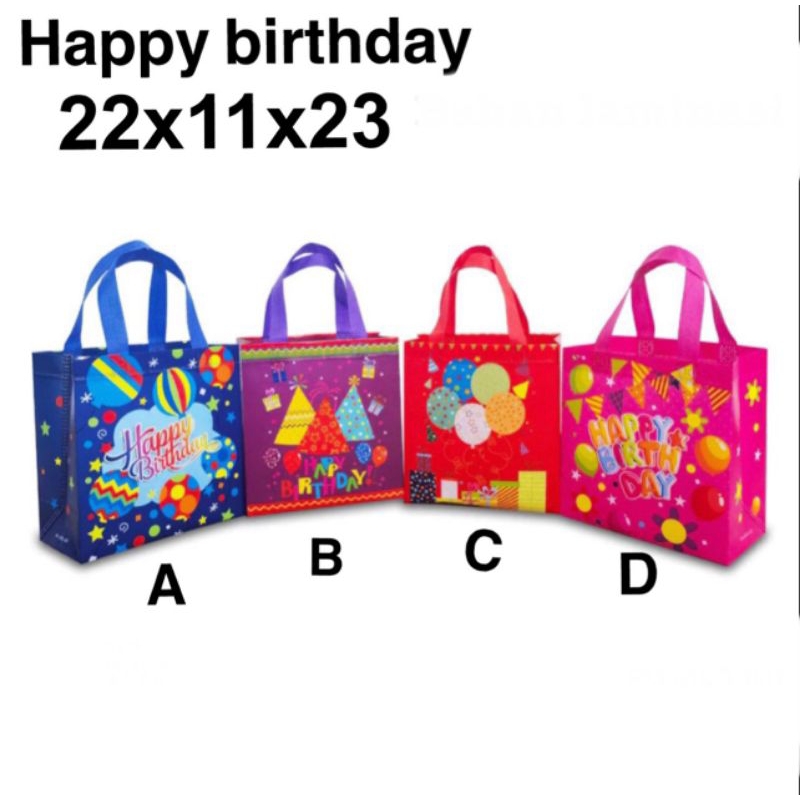 

(1 lusin ) TOTE BAG GOODIE BAG TAS ULANG TAHUN ANAK HAPPY BIRTHDAY Goodiebag tas souvenir ulang tahun anak tas karakter 22x11x23 Tas Souvenir Ulang Tahun Anak Goodiebag Motif Kartun Premium