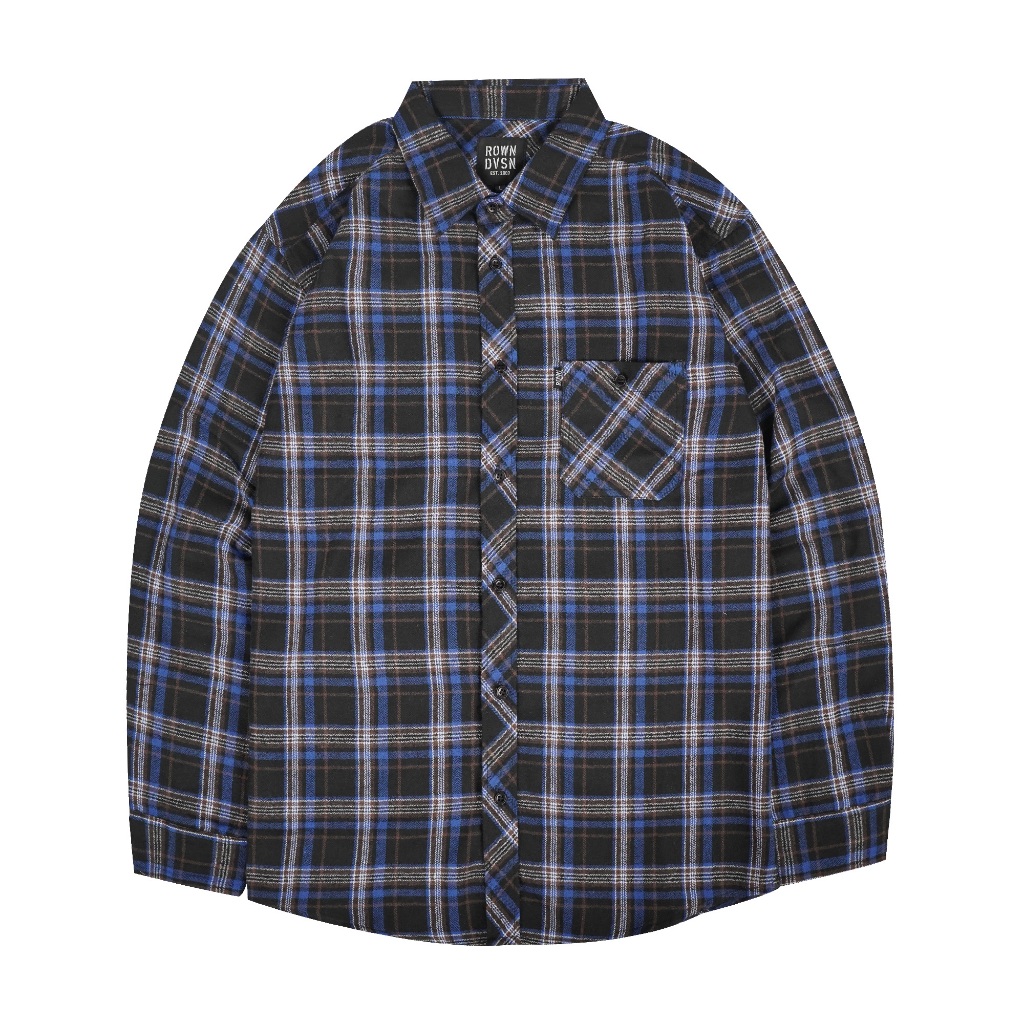 Rown Division Official Flanel Shirt - Rowndvsn Kemeja Flanell Kaist Black Blue