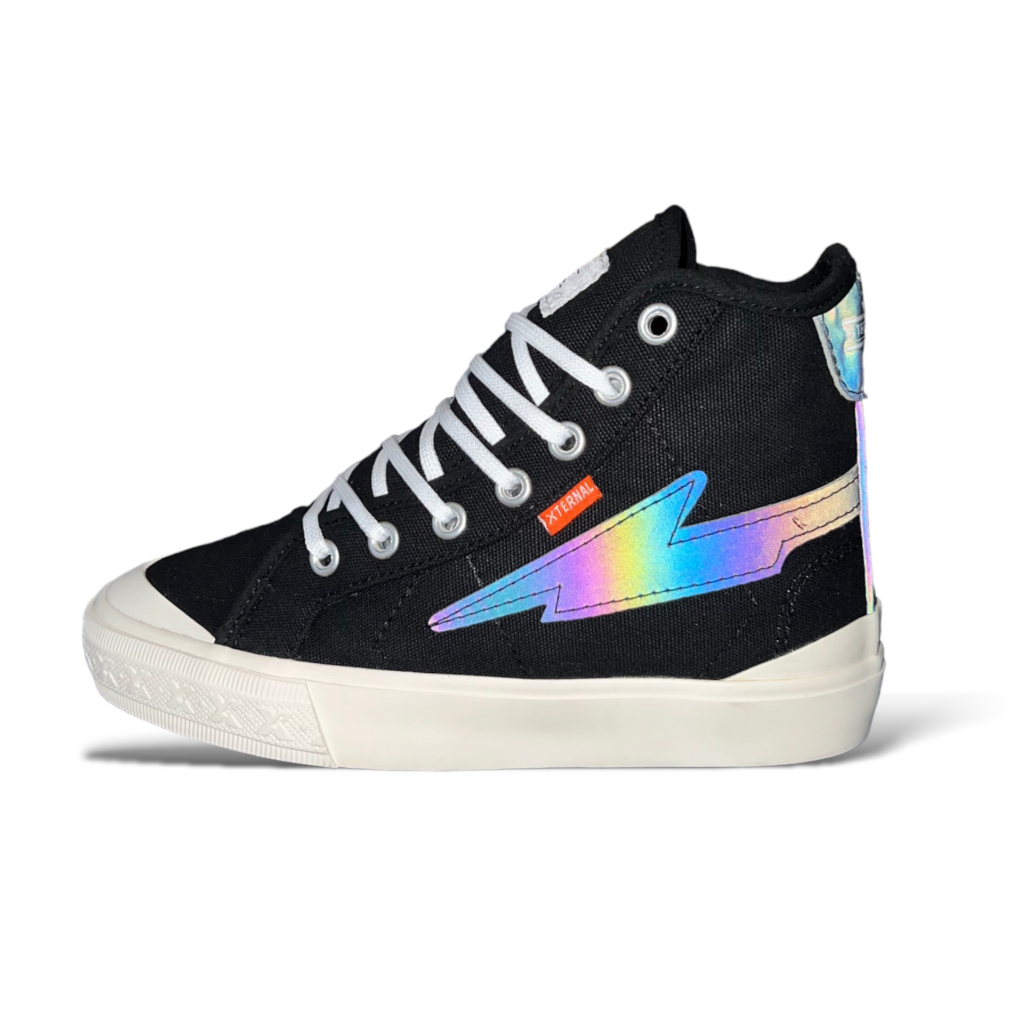 Sepatu XternalStepSure - Sepatu Sneakers Mitterns Storm High Black White Reflective Pelangi