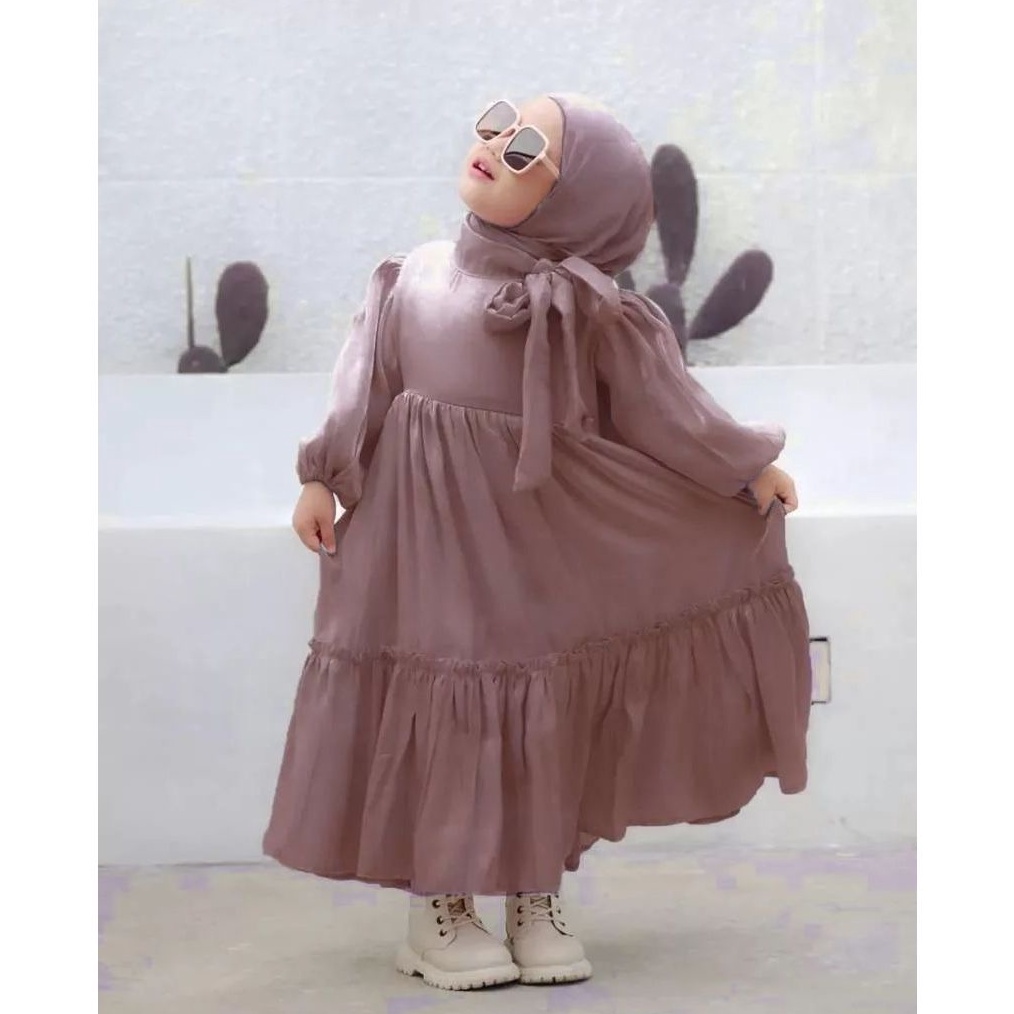 ART D42J Gamis Anak Model Terbaru Bahan Shimmer Silk Premium Untuk Usia 29 Tahun Dress Polos Shimmer