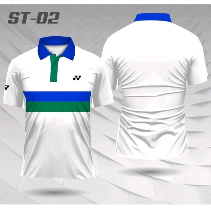Jersey badminton kaos baju bulutangkis kerah kancing