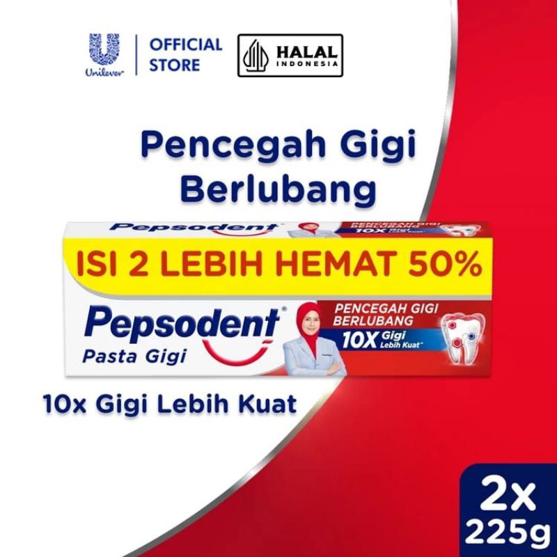 Pepsodent 225gr isi 2 | Pasta Gigi Pepsodent 225gr ISI 2 (double)