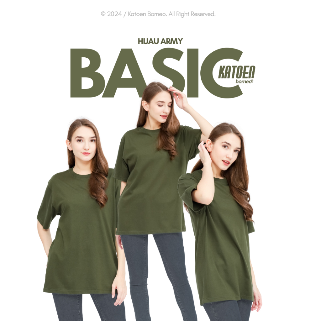 Kaos Polos Hijau Army Pendek 24s Premium