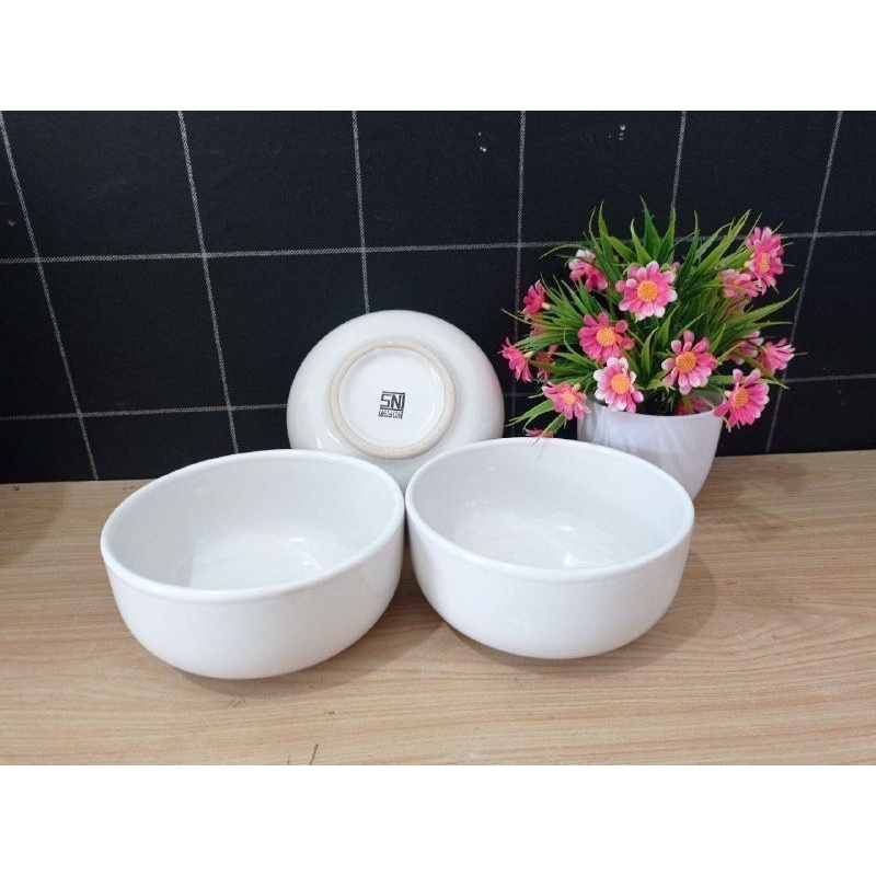 Mangkok Keramik Putih Polos 6,25Inch Merk "KAIBON" (14Cm)(GRADE A)