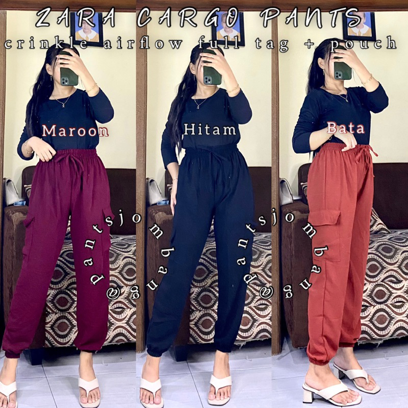 READY Paket hemat Jogger Cargo Pants Zara full tag+pouch