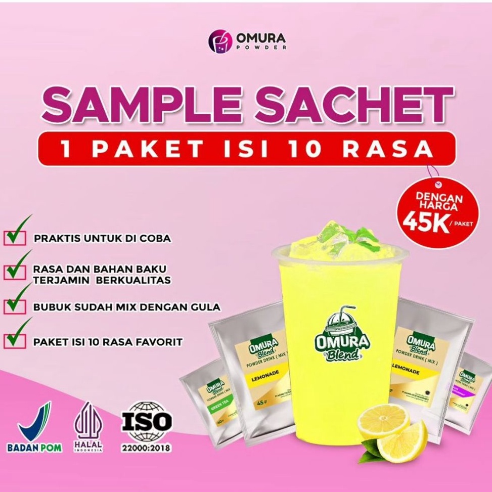 

XXC539 TERBARU SAMPLE Paket Tester Sample 3 Rasa Bubuk Minuman Premium Mix Gula Aneka Rasa Sampel Blend Isi 4 Gr Omura Powder